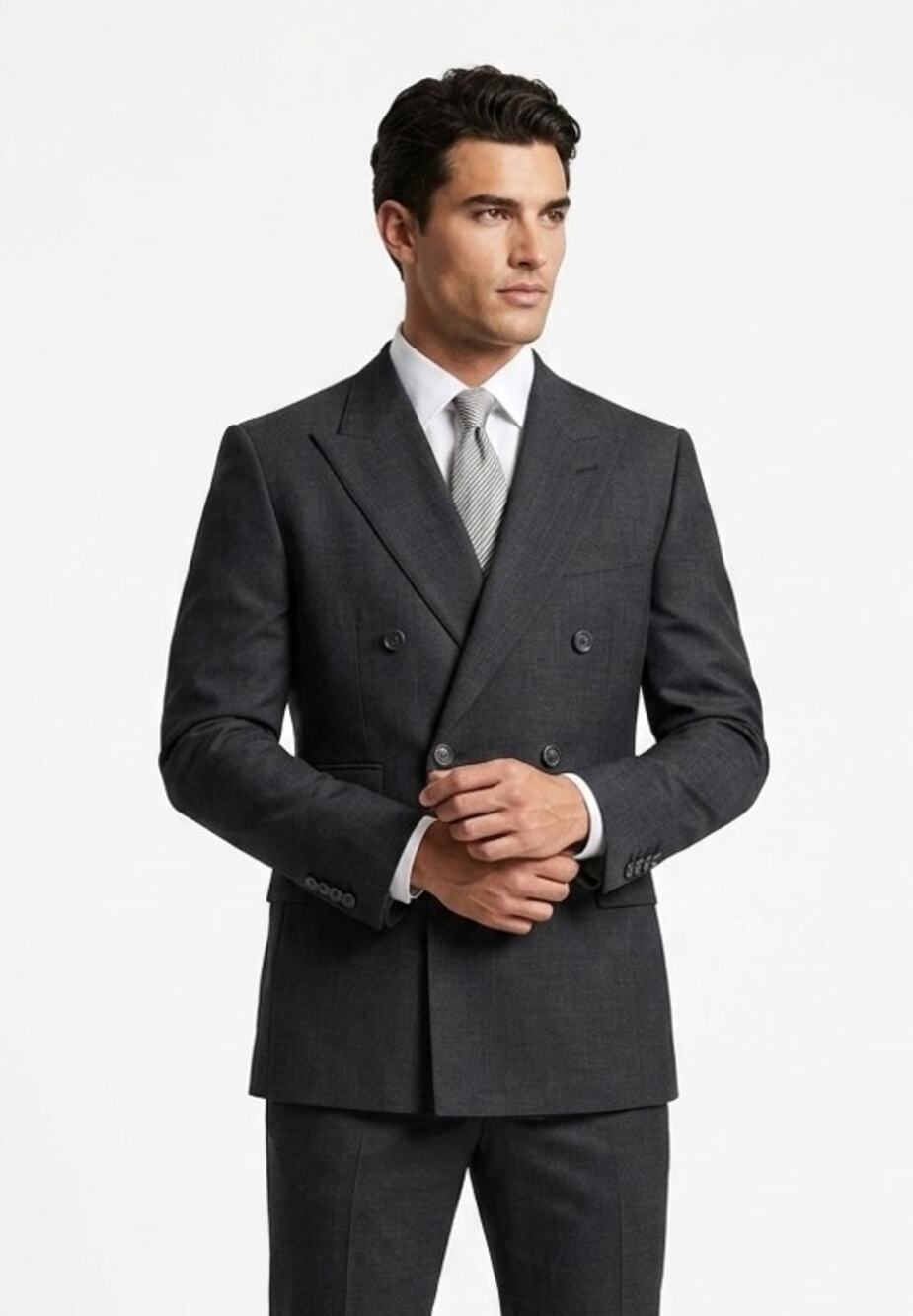 Vintage Burberry EUC Men's Double Breasted Gray Blazer Suit Jacket 42R Wool